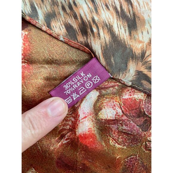 Hunk Ariprak Silk Scarf Floral Cottage Roses Oversized Foulard Luxury Designer - Picture 5 of 6